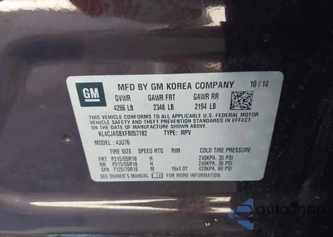 2015 Buick Encore from USA, damaged, VIN KL4CJASBXFB057182